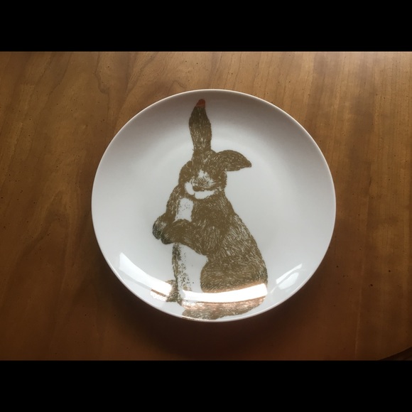 2 Pier 1 Gold Gilded Bunny Porcelain plates - Picture 2 of 3